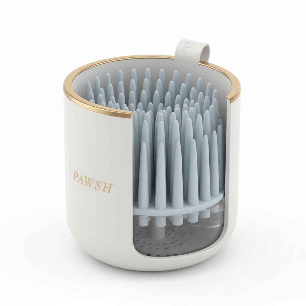 Sezione trasversale del lavazampe che mostra le setole morbide in silicone