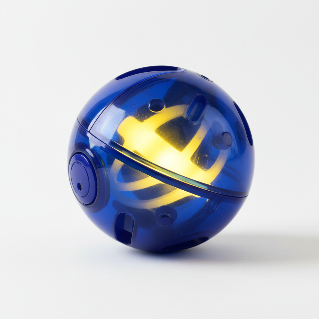 Palla elettrica blu con LED giallo - vista laterale